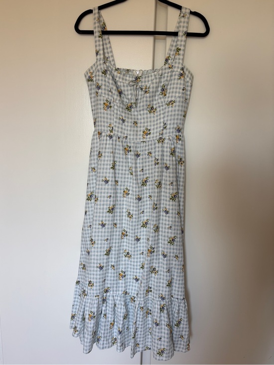 Reformation Dresses & Skirts - Reformation Blue Gingham Floral Midi Dress